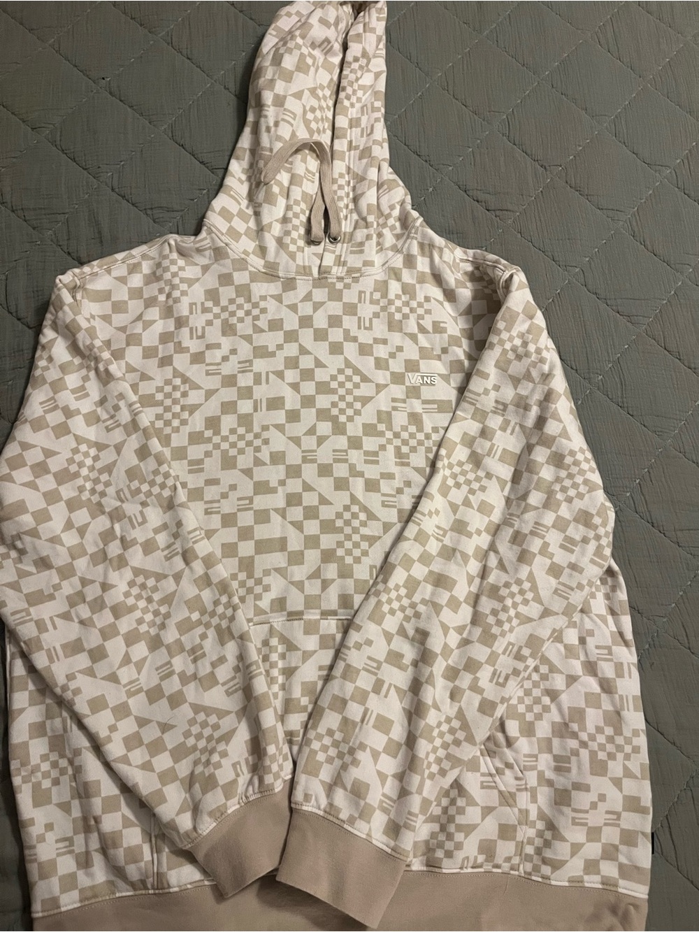 Vans Beige & Cream Checkerboard Pullover Hoodie